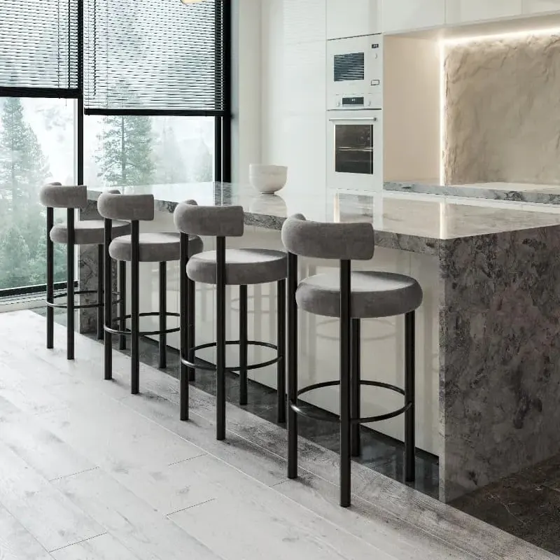 Modern Luxury Design Bar Chair Versatile Home Hotel and Villa Furniture Stainless steel velvet Restaurants High bar Stool