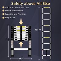 Échelle télescopique en alliage d'aluminium de 10,5 pieds, design moderne, pratique, pliable, compacte, portable, antidérapante pour greniers, camping-cars, mezzanines, toits