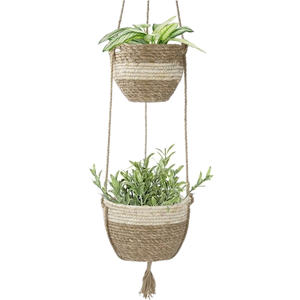 Fioriera Sospesa in Erba Marina Naturale Rustica, Vaso Intrecciato <span class=keywords><strong>per</strong></span> <span class=keywords><strong>Piante</strong></span> <span class=keywords><strong>da</strong></span> <span class=keywords><strong>Interno</strong></span> e Contenitore, Decorazione Naturale <span class=keywords><strong>per</strong></span> Casa e Patio dal Vietnam - Product Image 3