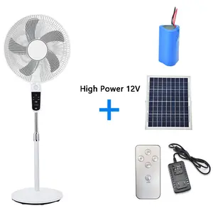 Ventilateur solaire alimenté par batterie 2-en-1 alimenté par panneau solaire et chargeur AC pour la maison, le camping, les voyages et l'extérieur