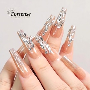 <span class=keywords><strong>Faux</strong></span> <span class=keywords><strong>ongles</strong></span> longs cercueil de haute qualité faits à la main strass paillettes avec colle conception personnalisée 3d gemme bâton sur les <span class=keywords><strong>ongles</strong></span> - Product Image 2