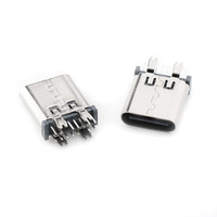 SZGOZIE National Integrity USB Type-C 14P Konektor Vertikal Female dengan Desain Harpoon 180 Derajat 14-pin