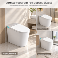 WC intelligent de petite taille 580 mm avec siège chauffant, lavage à l'eau chaude, télécommande et chasse d'eau par siphon