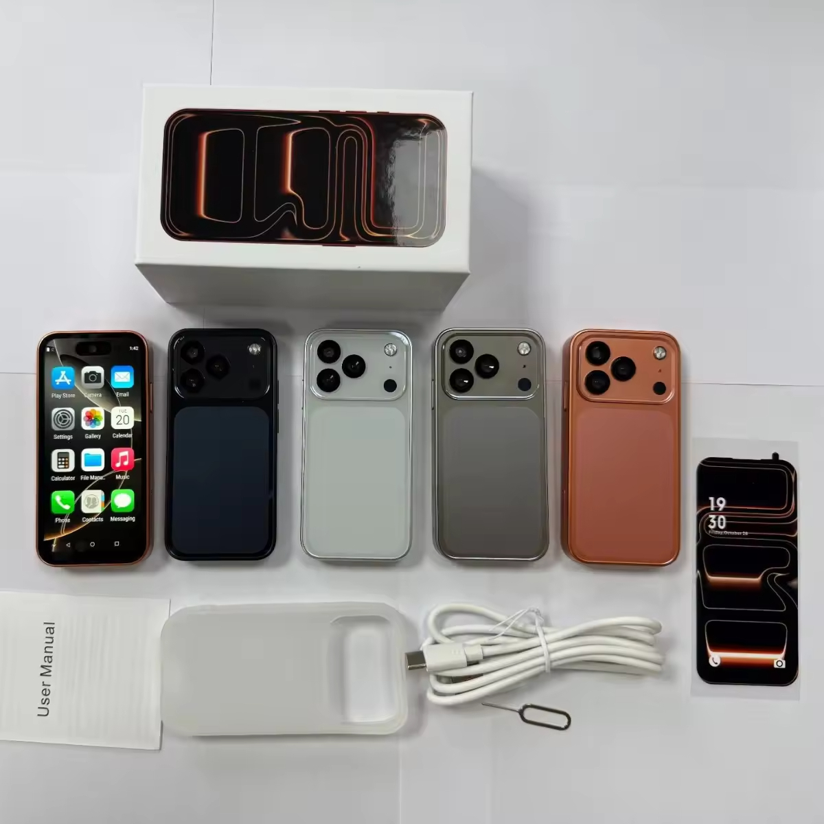17Promax Mini Orange Mini Smartphone 4G+128GB FHD LTE Android 15