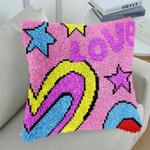 Easy DIY Custom Love Pattern <strong>Latch</strong> <strong>Hook</strong> <strong>Kit</strong>, Pre-Printed Rug Cushion Tapestry for Adults <strong>Beginners</strong> Sofa Decor - Product Image 2