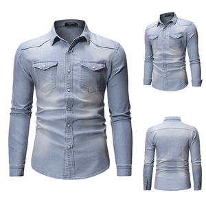 Nueva Camisa Casual de Moda para Hombre, Primavera-Otoño, Ajustada, Manga Larga, Satén, Doble Bolsillo, Botones de Mezclilla, Antiarrugas, Transpirable - Product Image 6