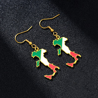 Boucles d'oreilles pendantes pour enfants, carte du drapeau d'Haïti, plaqué or 18 carats, style classique, acier inoxydable, bijoux émaillés tendance, anniversaire