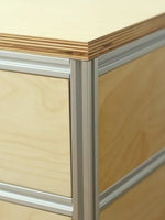 Meuble d'appoint en profilé aluminium, table d'appoint de canapé, armoire de rangement multifonctionnelle et mobile en panneau marin, vitrine