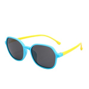 Lunettes de soleil pour enfants, monture ovale complète, protection UV400, mode unisexe, branches souples - Product Image 5