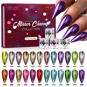 Set de Uñas con Polvo Cromado de Lujo, Logotipo Personalizado, Efecto Espejo, <span class=keywords><strong>Brillo</strong></span> Metálico Iridiscente, <span class=keywords><strong>Manicura</strong></span> en 24 Colores - Product Image 4