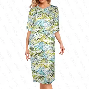 Hawaiian Tropical Style Small V-neck Sheath Dress 2023 New Arrival Fashion Casual Big People Large Size Dress