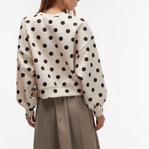 Dames Met Stippen Bedrukt Oversized Sweatshirt Met Ballonmouwen - Product Image 2