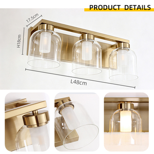 Modern Copper <b>Wall</b> Lamp <b>With</b> Glass Dome Shade 2700K Warm White LED E27 <b>Switch</b> Control Bathroom Vanity <b>Light</b> - Product Image 4