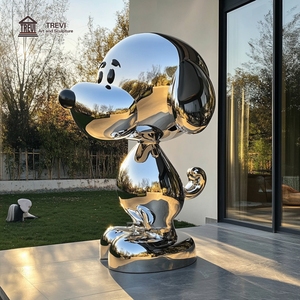 モダンな家の屋外の装飾高品質の304ステンレス鋼バルーン犬の彫像 - Product Image 2