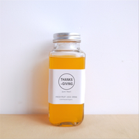 Récipient de yaourt en verre carré de 16oz bouchon à vis 100ml bouteille de lait laitier en liège emballage de diffuseur en boîte sérigraphié 250ml 4oz