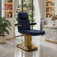 Table de massage, lit de spa, 3 moteurs, base dorée, lit de beauté avec pédale