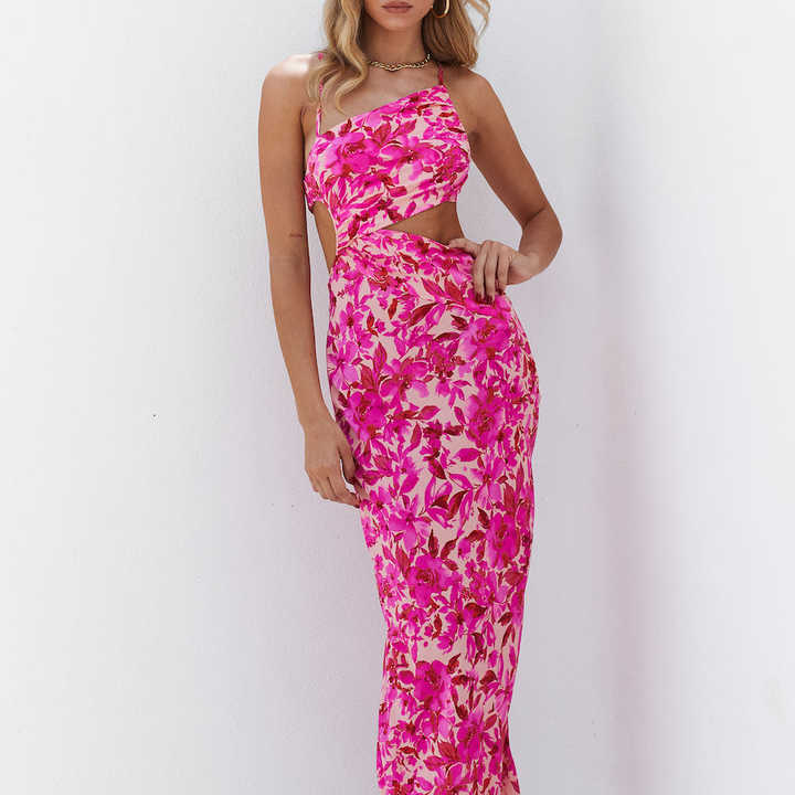 Vacation-style fitted halter lace floral print dress - a stunning summer short dress main image 0