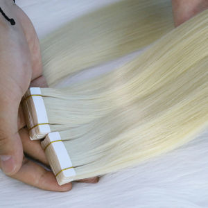 Extension per <span class=keywords><strong>capelli</strong></span> con nastro adesivo marrone personalizzato stile brasiliano invisibile con onda dritta di seta <span class=keywords><strong>tinta</strong></span> per <span class=keywords><strong>capelli</strong></span> vergini russi - Product Image 1