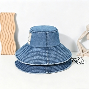 Sombrero de Pescador de Mezclilla Lavada con Parche, Sombrero de Algodón de Ala Ancha para Protección Solar, Ideal para Viajes al Aire Libre - Product Image 4