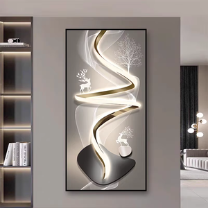 <span class=keywords><strong>Quadro</strong></span> <span class=keywords><strong>Moderno</strong></span> da Parete Decorativo in Cristallo e Porcellana con LED, Dipinti Paesaggistici Appesi, Stile Minimalista di Lusso per <span class=keywords><strong>Soggiorno</strong></span> - Product Image 1