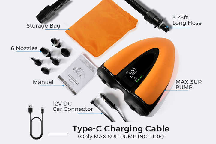 WADEO Gonfleur Electrique pour Sup/Paddle 20PSI, Rechargeable 18000mAh