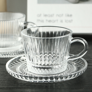 Nordic all'ingrosso di vendita calda tazza di caffè di vetro con il piatto Set personalizzato ristorante casa moda tazza <span class=keywords><strong>da</strong></span> tè di vetro con piattino - Product Image 2
