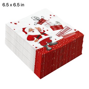 Serviettes en papier de Noël avec motif étoile du Père Noël, carrées, 1 à 20 pièces, pour décorations de table de fêtes - Product Image 4