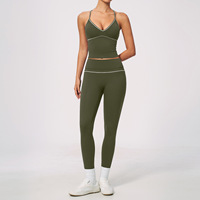 Ensemble de course 2 pièces à séchage rapide en Spandex/Nylon imprimé pour femme, débardeur long rembourré à dos en Y et short de sport, tenue d'entraînement pour la gym2