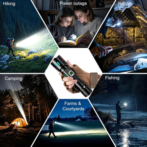 Siêu sáng tầm xa không thấm nước dẫn ngọn đuốc Ánh sáng chùm rộng Hợp kim nhôm có thể sạc lại đèn pin liên tục đèn flash ánh Sáng Ngọn đuốc - Product Image 3