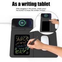 Cargador inalámbrico 3 en 1 rápido de alta calidad de la fábrica AFY, 15W, plegable, con superficie de escritura de PU, para teléfono, reloj, auriculares y alfombrilla de ratón.