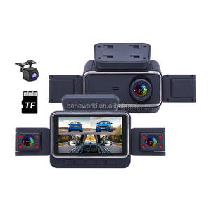 Enregistreur DVR de véhicule 4 voies à outillage dédié, <span class=keywords><strong>cam</strong></span>éra de tableau de bord 4 canaux grand angle avec capteur G, 2K avant, 1080P gauche/droite/arrière - Product Image 1