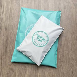 Enveloppes en polyéthylène couleur turquoise personnalisées avec impression blanche - Sacs d'expédition imperméables pour vêtements et articles faits main - Product Image 2