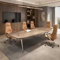 Ensemble de table de conférence moderne en bois et chaises de direction en cuir – Mobilier de bureau de luxe pour réunions d'entreprise – Vente en gros