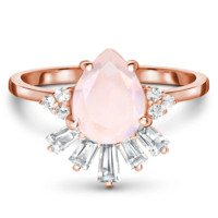 Vente en gros de bijoux classiques modernes en argent sterling 925, bague en quartz rose faite à la main