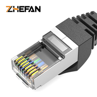 Cable de Red de Fibra Óptica Cat6A con Conector Metálico FTP Personalizado, Cable de Conexión de Fibra Óptica RJ45 Blindado, Cable de Conexión Cat7