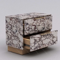 Table de chevet en marbre Calacatta Viola naturel avec double tiroir, meuble pour villa, hôtel, appartement, chambre à coucher, projet