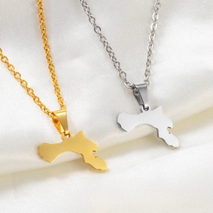 Collar de cadena con mapa de la isla de Bonaire del Mar Caribe de acero inoxidable, collar con colgante de Bonaire DE LAS <span class=keywords><strong>Antillas</strong></span> Holandesas chapadas en oro de 18 quilates - Product Image 5