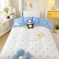 Ensemble de literie en microfibre brossée 100% polyester, classe A, imprimé cœur réversible, ensemble de housse de couette 4 pièces