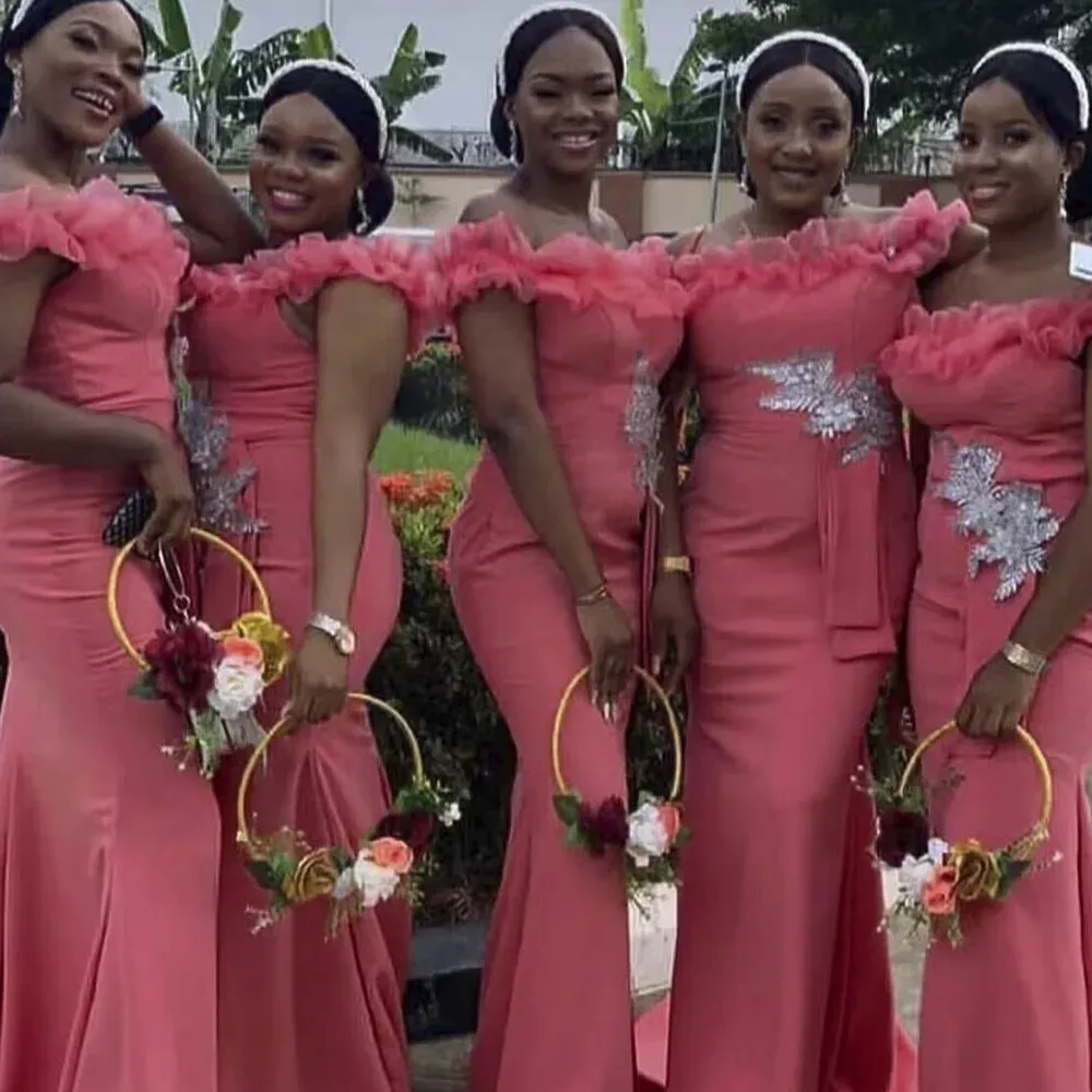 Nouveautés Robe de soirée femmes fête élégante été multicouche dentelle broderie robes de demoiselle d'honneur africaines mariage