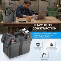 Boîte à batterie marine SX-TECH 12V avec deux connecteurs 50 ampères, voltmètre numérique, prises USB, disjoncteur, pour la pêche à la traîne