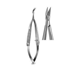 Micro-ciseaux courbés 15 cm, lame de 19 mm, manche plat, acier inoxydable allemand, instruments manuels de chirurgie plastique - Product Image 1