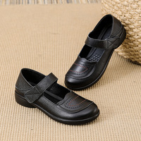 Chaussures Mary Jane pour femmes en cuir de vachette véritable de première qualité 2026, semelle extérieure en PU, chaussures de marche décontractées pour mamans âgées, support OEM ODM, vente en gros