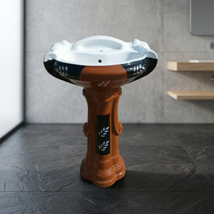 Lavabo sur pied design moderne fixé au mur avec lavabo sur pied arrière Lavabo sur pied - Product Image 3