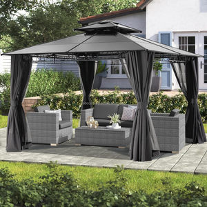 ABCCANOPY-Gazébos à toit rigide d'extérieur, toit en polycarbonate imperméable avec filet à mailles, cadre supérieur en aluminium - Product Image 1