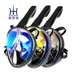 Masque de plongée intégral Hhao Sport, électroplaqué, irisé, à une seule vitre, équipement de plongée en apnée, ajustement universel - Product Image 1