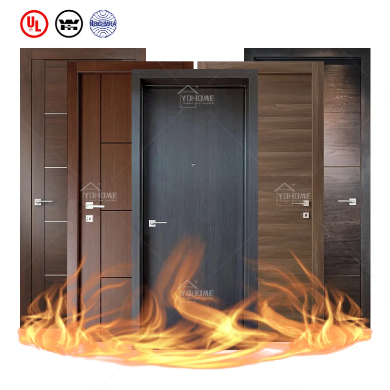 Puerta interior de núcleo hueco de fuego de madera, fabricante superior de China, tapa de madera sólida, 30 minutos de fuego