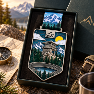 Médailles personnalisées pour aventures en plein air, médailles de récompense pour la randonnée en montagne, médailles commémoratives en émail 3D en relief, médailles pour événements de trail alpin - Product Image 2