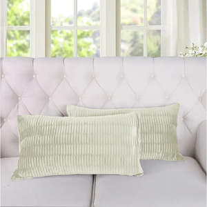 Funda de cojín decorativa supersuave de color sólido cuadrado de lujo de alta calidad al por mayor, funda de cojín de terciopelo verde con rayas plisadas - Product Image 6