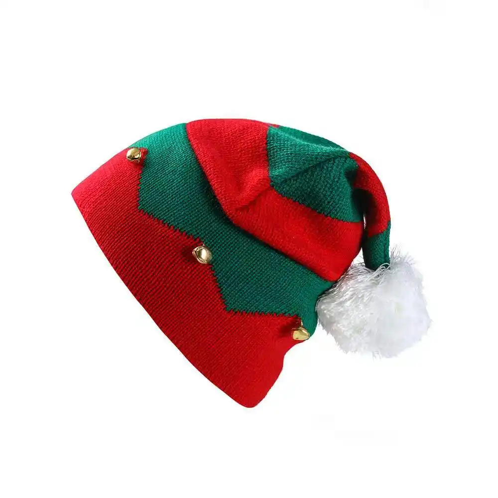 크리스마스 스트라이프 울 볼 벨 니트 어린이 양모 모자 할로윈 크리 에이 티브 선물 양모 모자