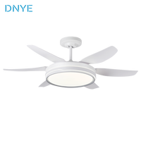 Ventilateur de plafond simple avec lumière, pales en ABS, moteur silencieux de 52 pouces, télécommande intelligente moderne, ventilateur de plafond LED